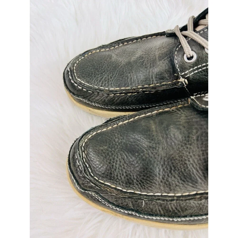 Rockport Works Black Leather Sailing Club Boat Shoes Mens Size 11.5M